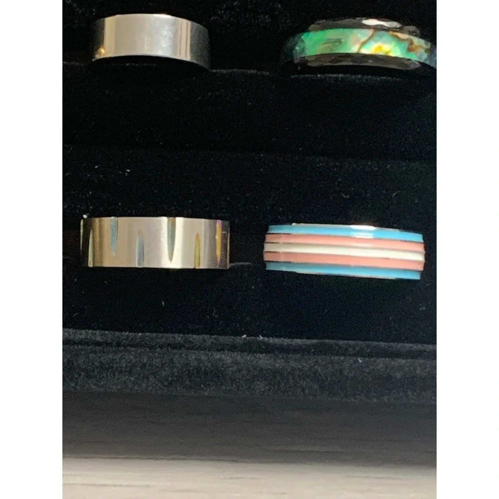 Lot of 20 Mens Rings with Tray Wolf AC/DC Wrench Band Gold Silver Black Tones
